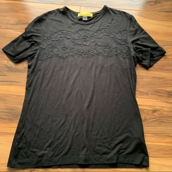 St John  black lace detail T-shirt S - Picture 1 of 8